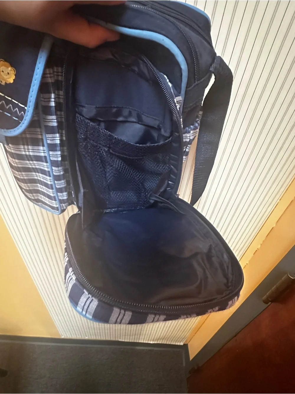 Vintage Carter’s Diaper Bag y2k navy blue plaid neutral